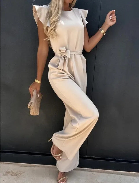 Combinaison pantalon taille haute à lacets pour femme
