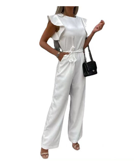 Combinaison pantalon taille haute à lacets pour femme