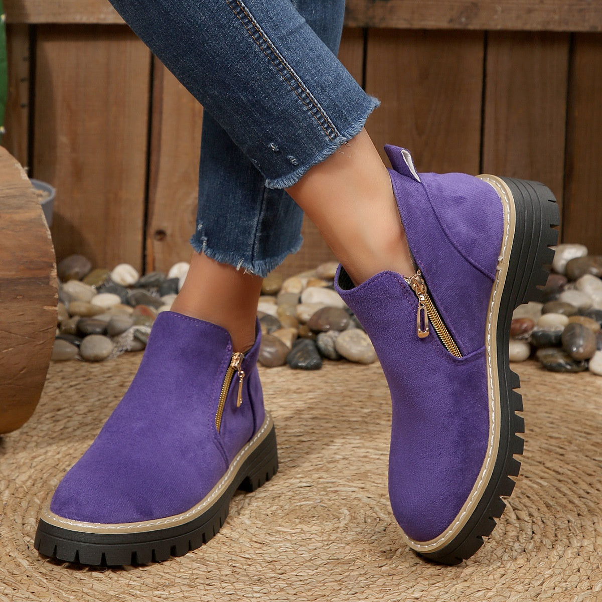 Les Bottines 'Sienna' - Effet Daim & Semelle Crantée