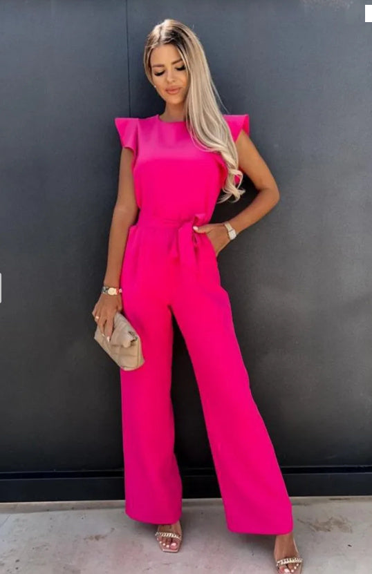 Combinaison pantalon taille haute à lacets pour femme