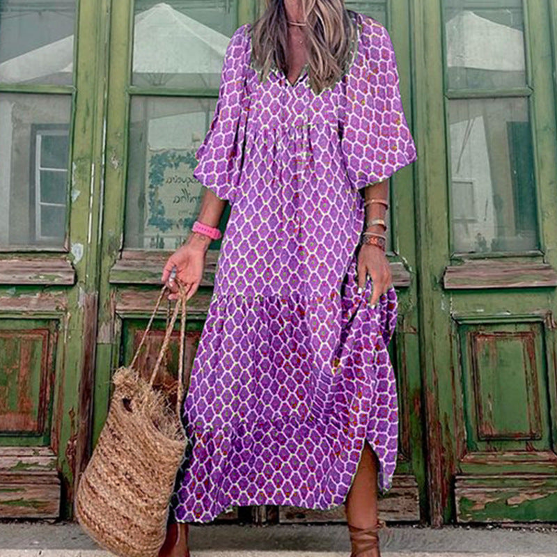 Robe d'été bohème vintage imprimée