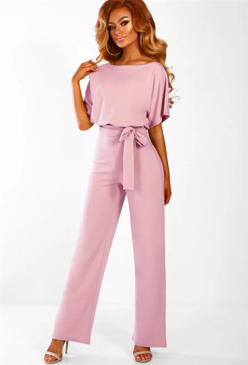 Combinaison à lacets et boutons à manches courtes pour femme, 7 couleurs