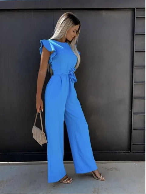 Combinaison pantalon taille haute à lacets pour femme