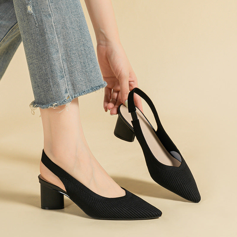 Sandales à talons épais et bout fermé