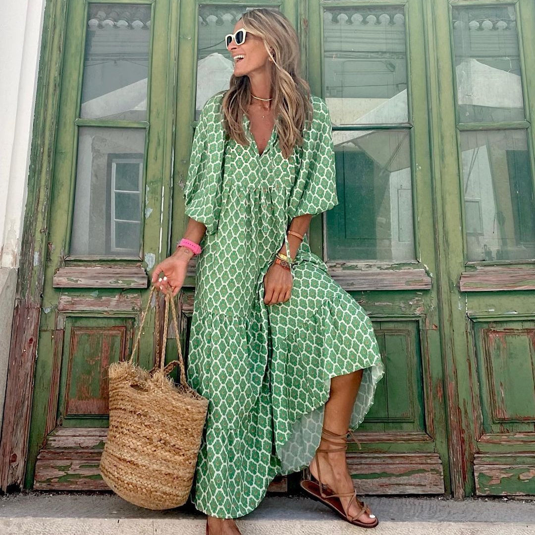 Robe d'été bohème vintage imprimée
