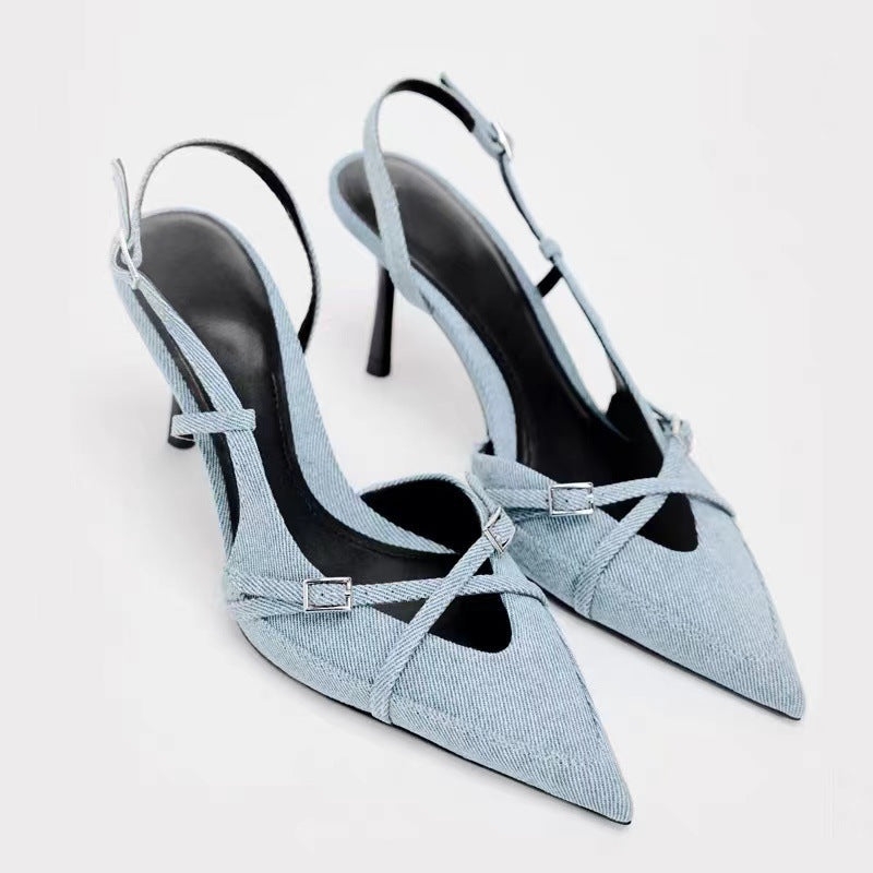 Sandales à talons boucle croisée