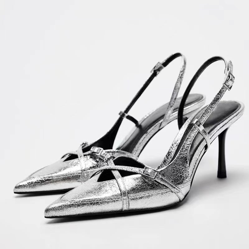 Sandales à talons boucle croisée