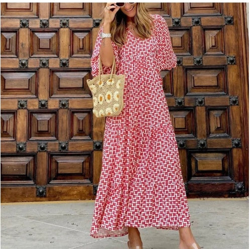 Robe d'été bohème vintage imprimée