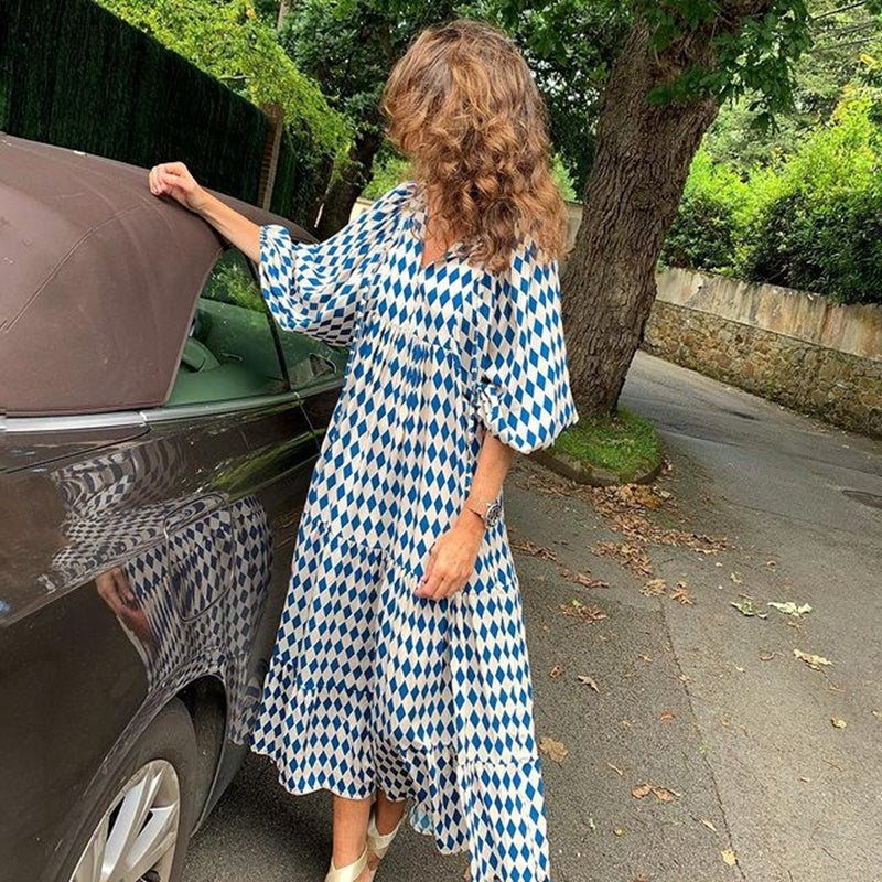 Robe d'été bohème vintage imprimée