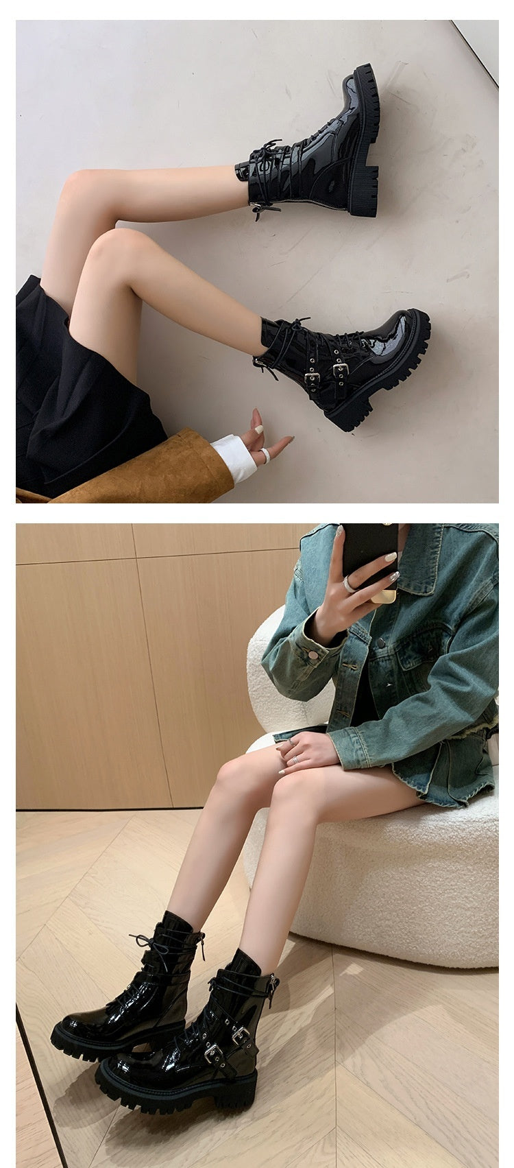 Petites bottes de moto à semelle épaisse