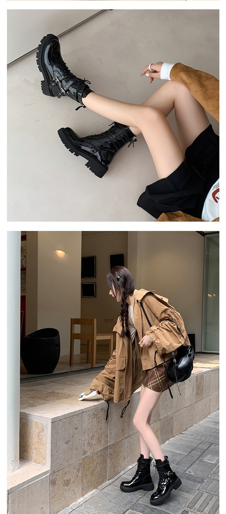 Petites bottes de moto à semelle épaisse