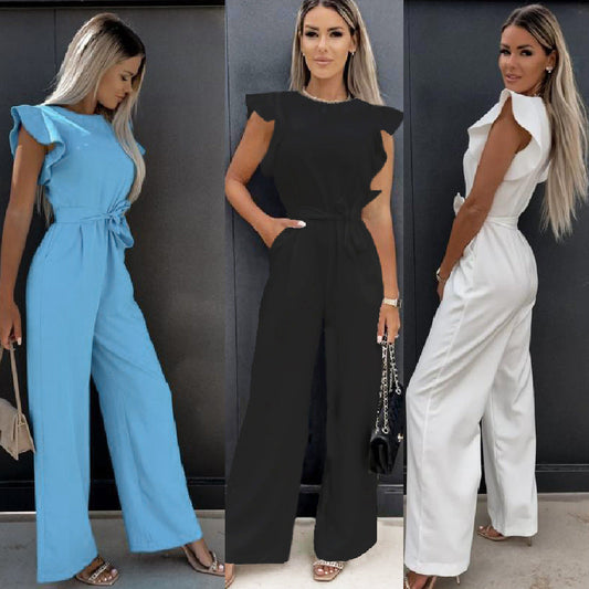 Combinaison pantalon taille haute à lacets pour femme