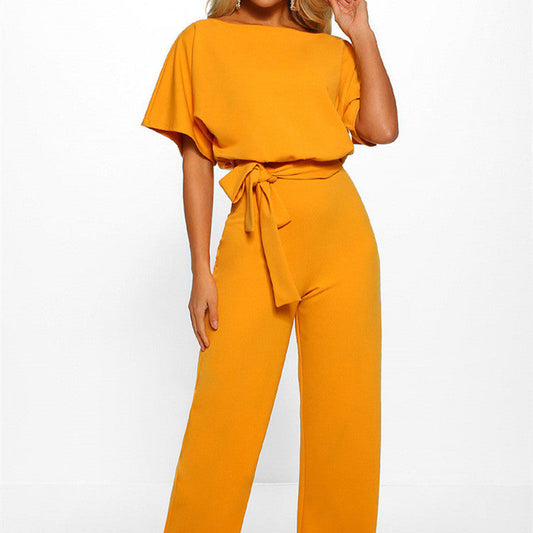 Combinaison à lacets et boutons à manches courtes pour femme, 7 couleurs